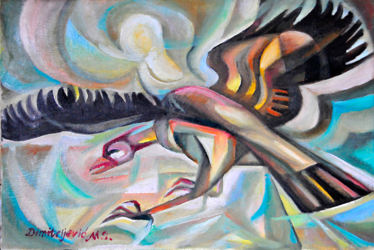 kubizam ptica bird painting